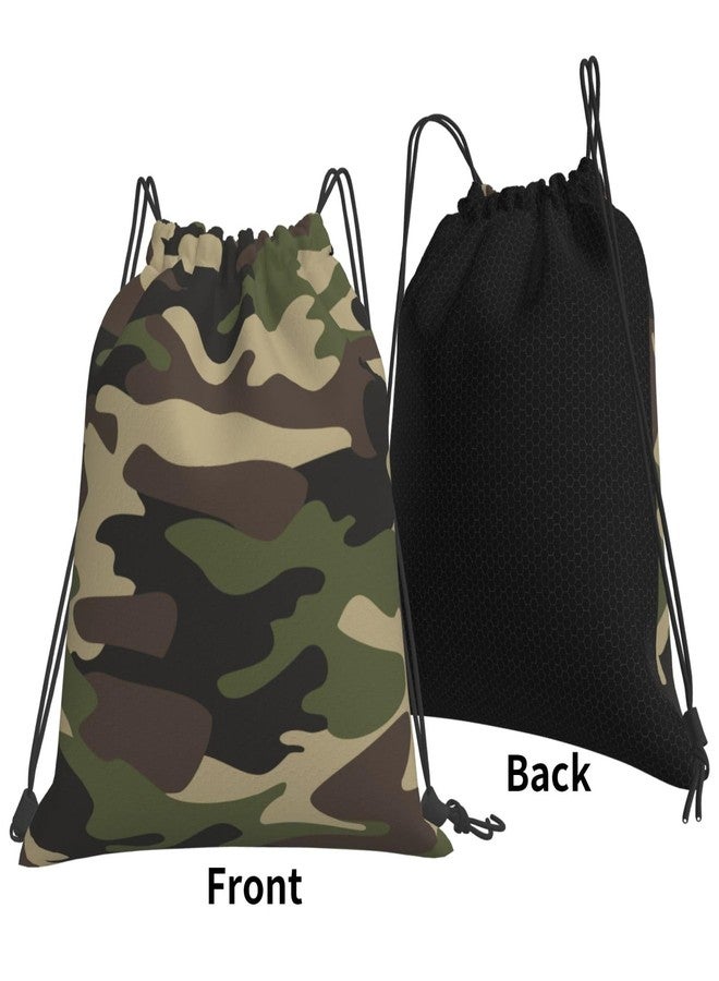 AIMASTZ Green Brown Camo Unisex Drawstring Backpack Bag Sport Gym Travel Swim Sackpack - Image 2